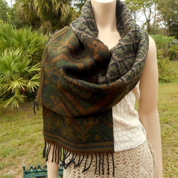 NWOT MODENA 100% Acrylic Multi-Colored Earth Tones Scarf/Wrap Made in Italy - Picture 1 of 6